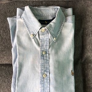 Ralph Lauren chambray Oxford shirt, gently worn and dry cleaned